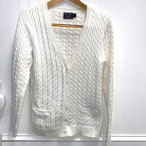 American living cable cardigan size M white